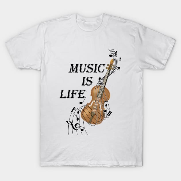 Music is life T-Shirt by Nice Shop